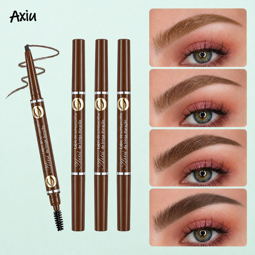 🌸AXIU-1🌸 Lapis Para Sobrancelha À Prova D'água De Cabeça Dupla Caneta Preto Castanho Escuro Castanho Médio