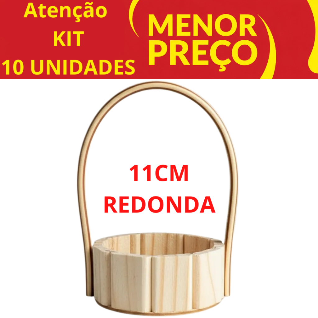 Kit 10 Cesta Mini Redonda 11 Centímetros