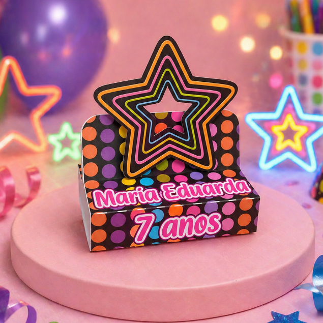 Kit Caixinha Porta Bis Duplo NEON– Pegue e Monte - Festa Balada - Festa Neon