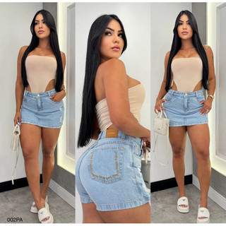 Short Saia Jeans Feminino Curto | Saia Frente Short Atrás e Interno Saia Shorts Jeans Cintura Alta Confortável Estiloso