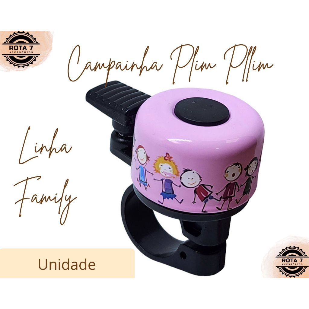 Campainha Plim Plim Family Buzina Rosa Preto Sino Bicicleta Infantil Bike - Elleven