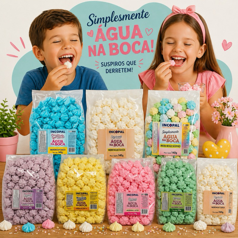 400 Mini Suspiros Artesanais Merengue com Sabor Caseiro 2x140g