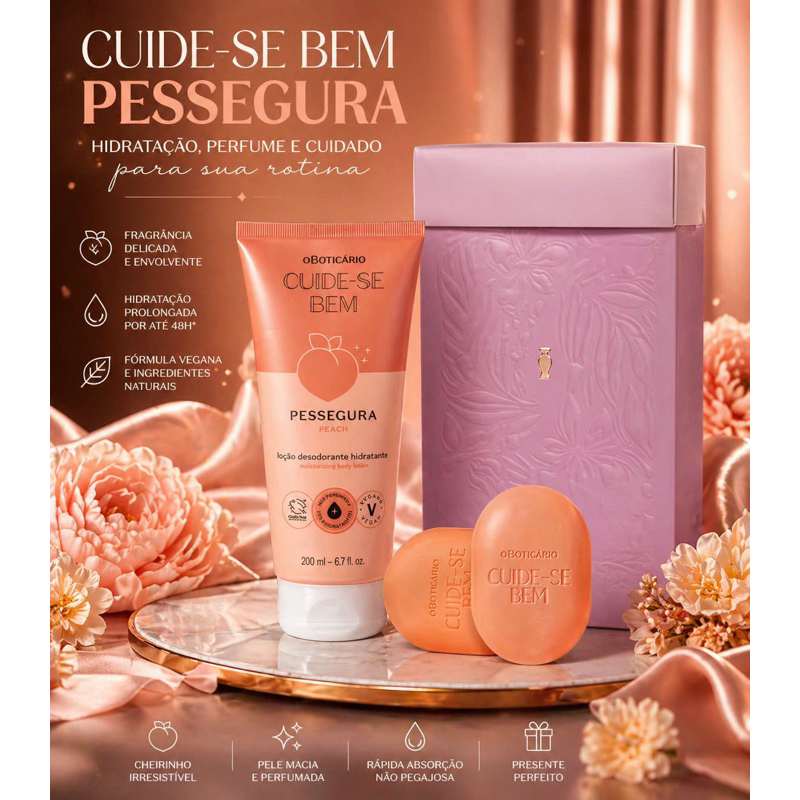 Kit Presente Cuide-se Bem Pessegura (2 itens) ORIGINAL LACRADO