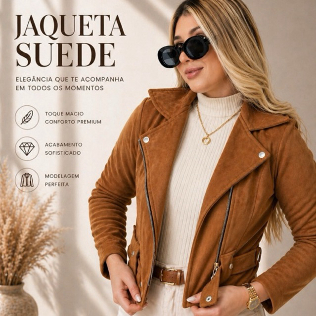 Jaqueta Casaco Suede Inverno Moda Feminina 2024