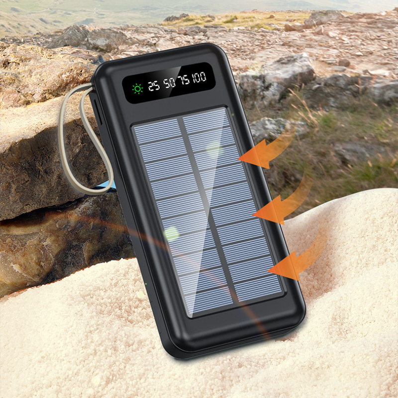 Carregador Portátil Power Bank Solar 20.000mah Com cabos 5 Em1 LED lanterna