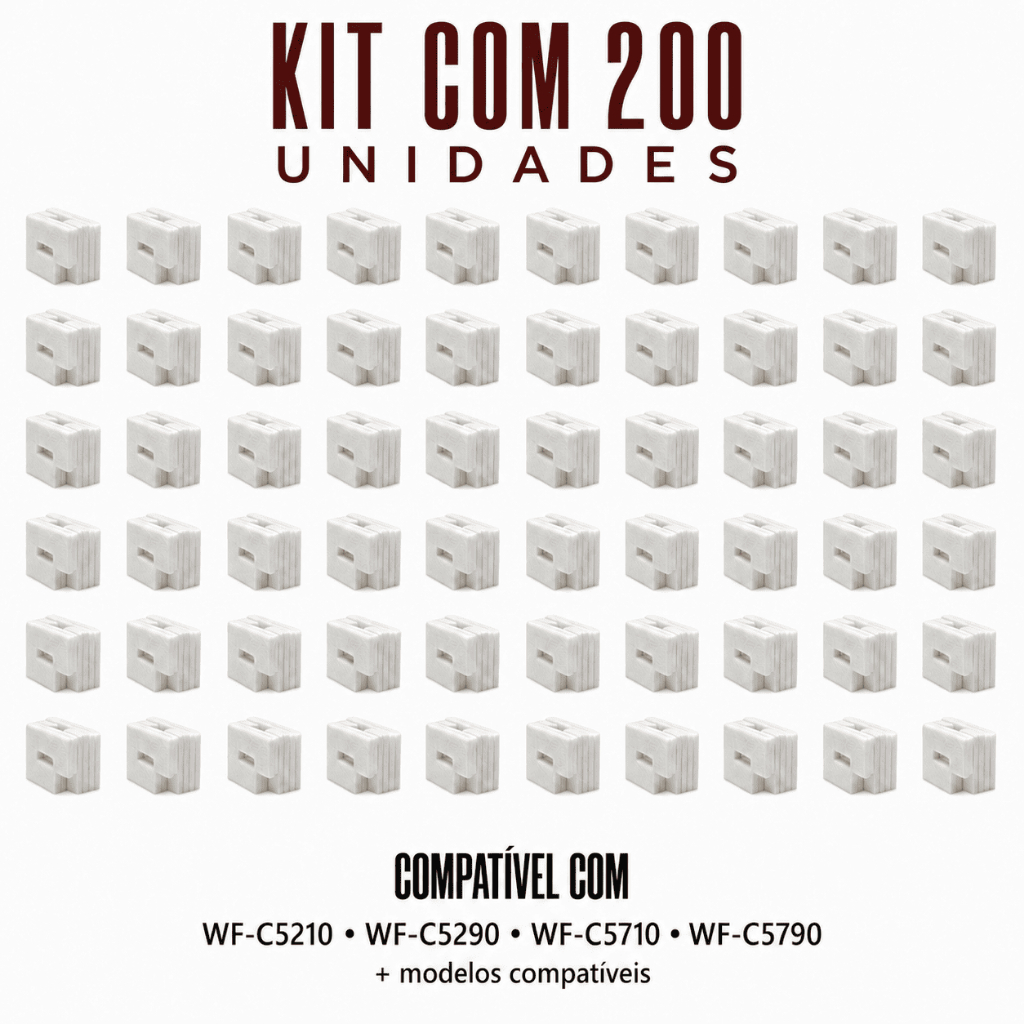Kit 200 Feltro Almofada Epson T6716 T671600 Sem Chip WF-C5210 C5290 C5710 C5790 M5299 M5799