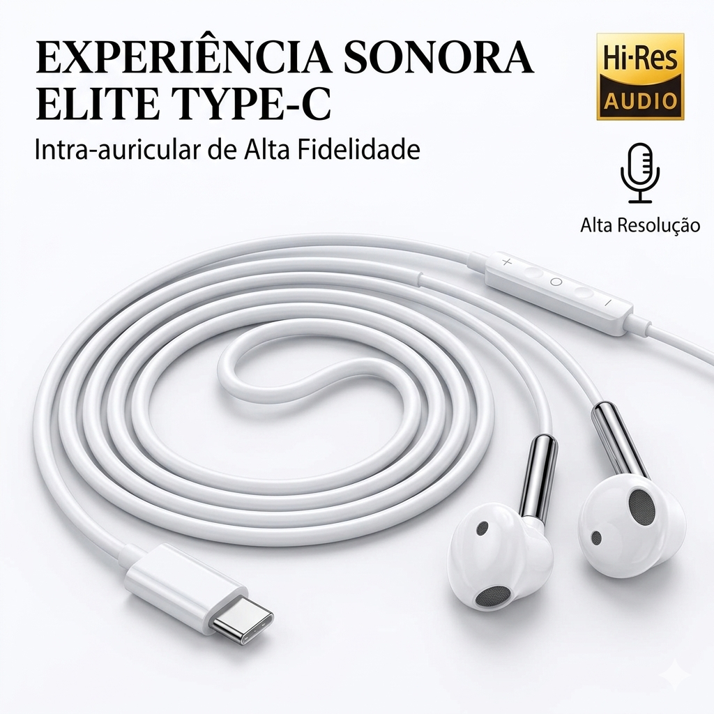 Fone de Ouvido USB-C Peining PEI-EP110 – Áudio Digital com Microfone