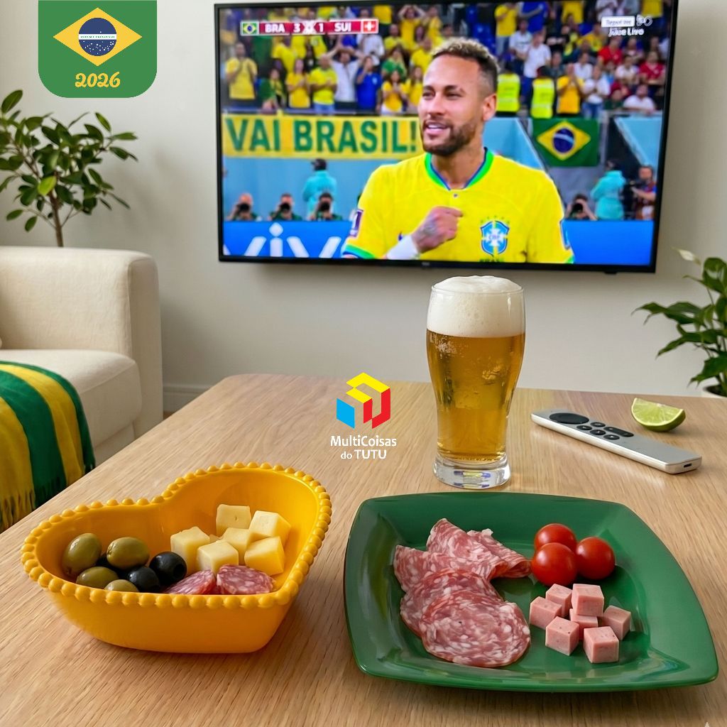 5 Pratinho Sobremesa + 5 Cumbuca Bowl Coração 300ml para Petiscos e Frios 10pçs Copa do Mundo 2026