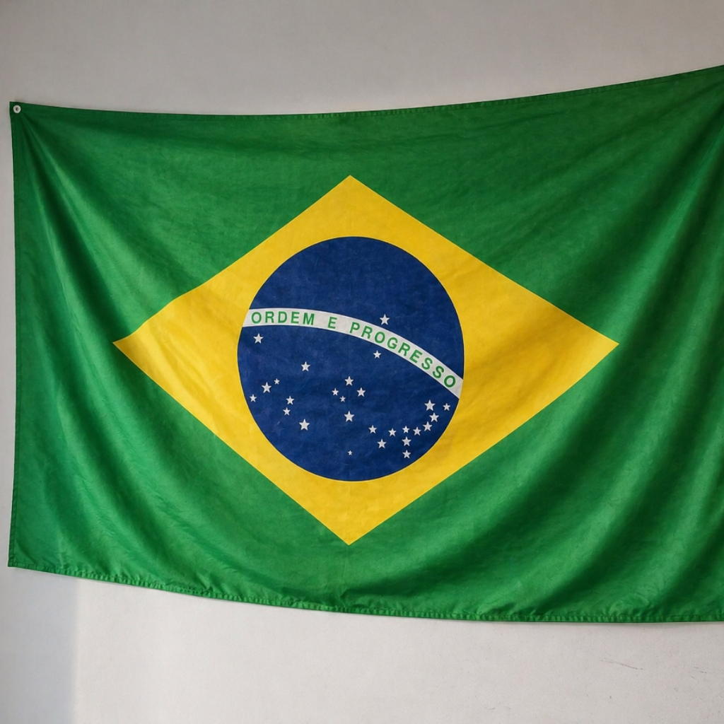 Bandeira do Brasil 61x73cm Copa do Mundo Econômica Tecido Simples