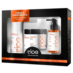Kit Eico Pro Força e Crescimento Shampoo Máscara Hidratação 300g Tônico Capilar Fortalecedor 100ml