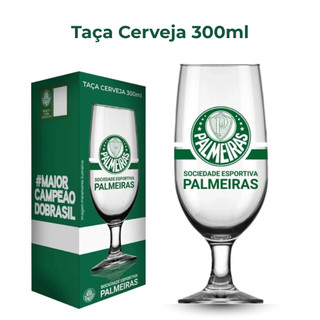 Taça de Cerveja 300ml Chopp Drinks Vidro Personalizado com Escudo do Palmeiras