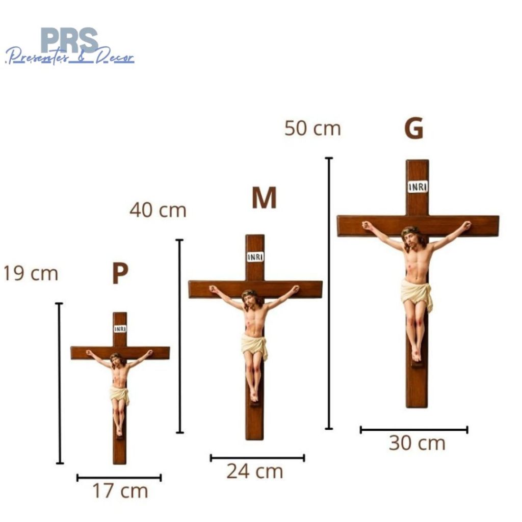 Crucifixo de Parede em Madeira e Resina Imagem de Jesus Cristo Decorativo para Ambientes Religiosos