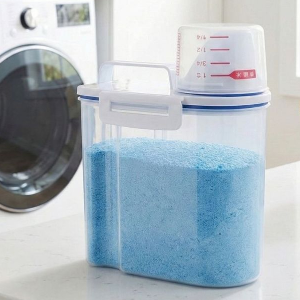 Pote Para Sabão em Pó Amaciante 1,5 Litros com Dosador Hermético Lavanderia Organizada