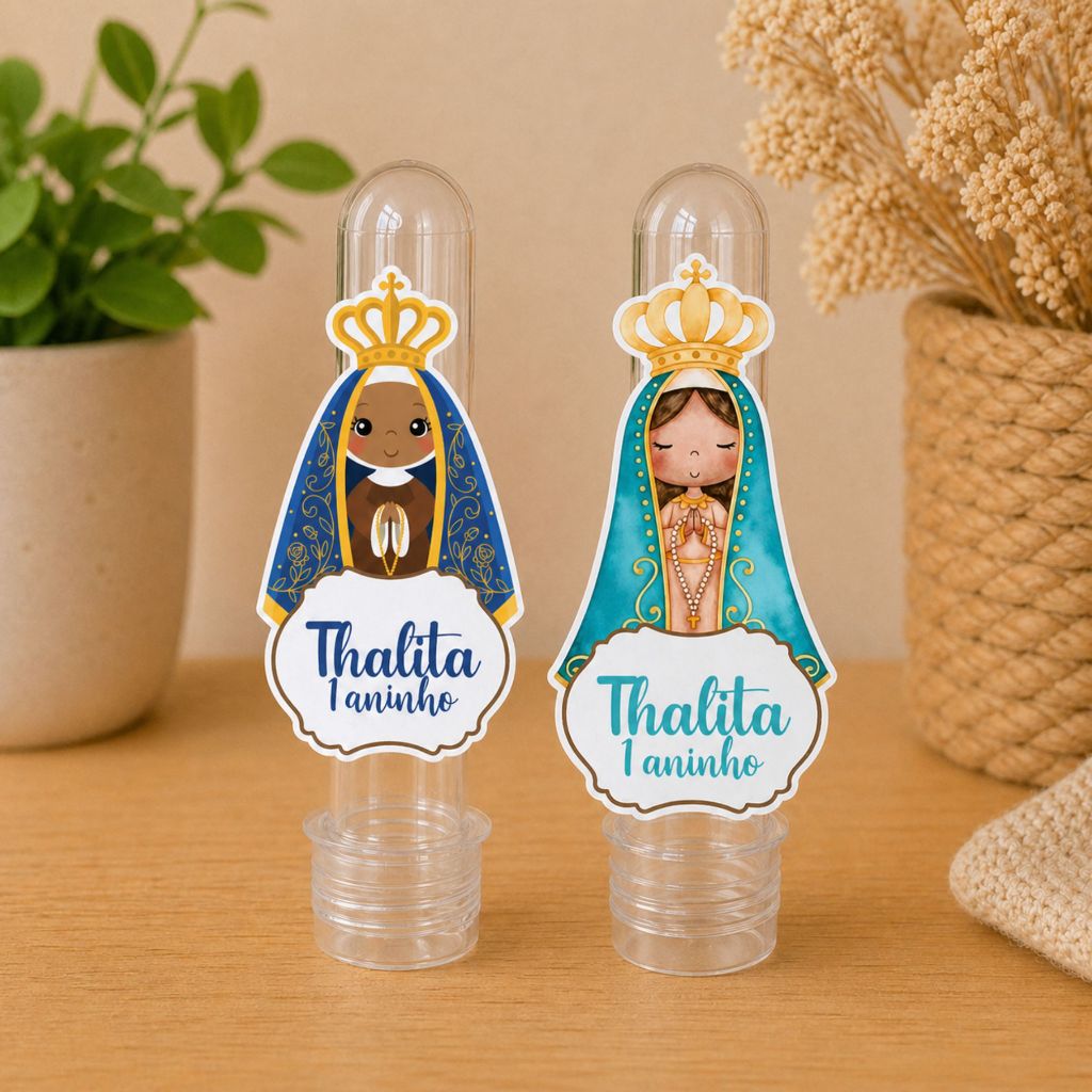 Aplique para Tubete Personalizado Nossa Senhora Aparecida I Tag I Aniversário I Lembrancinha Festa