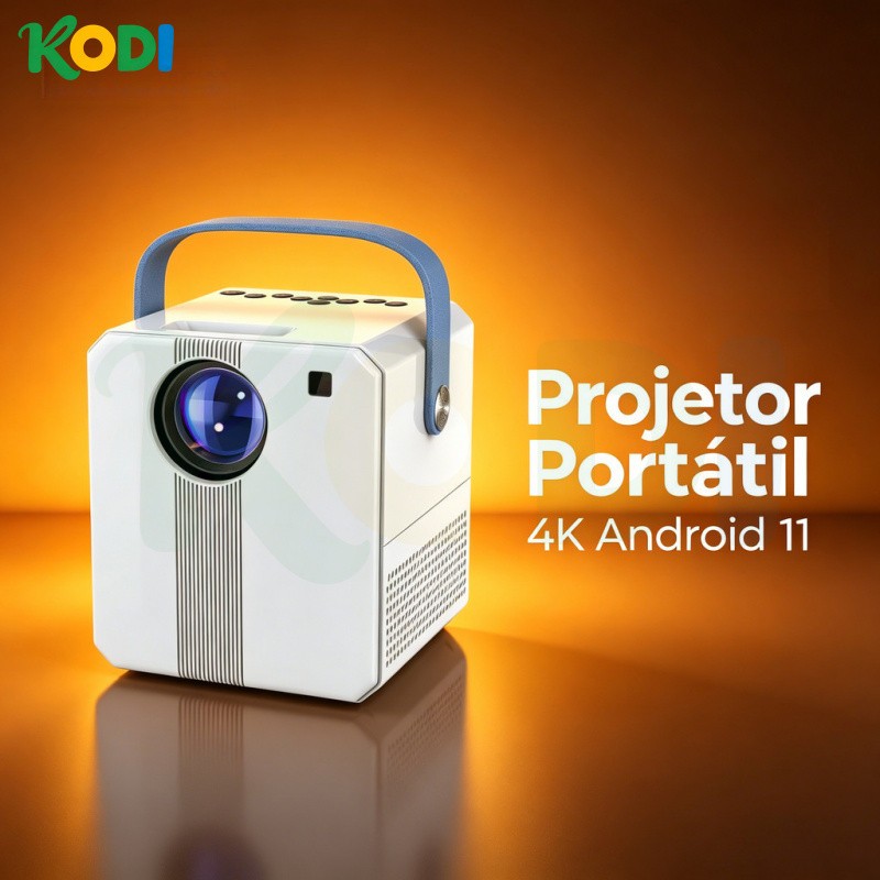 Projetor Portátil 4K Suporte Android 11 Wi-Fi Bluetooth Tela 300" Cinema-E5