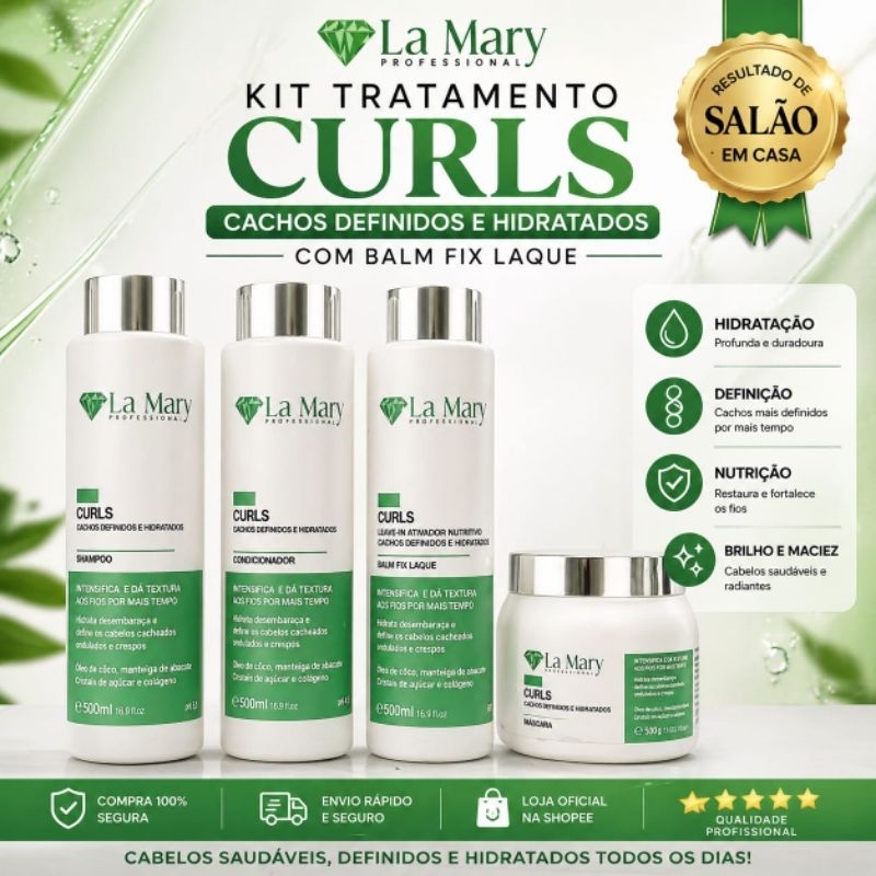 KIT Ativador de Cachos LINHA Professional 4 Produtos Lá Mary 2 Litros