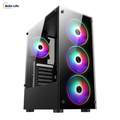 Gabinete Gamer ATX Com 4 Fans RGB Lateral Vidro Temperado Suporte GPU 310mm Profissional