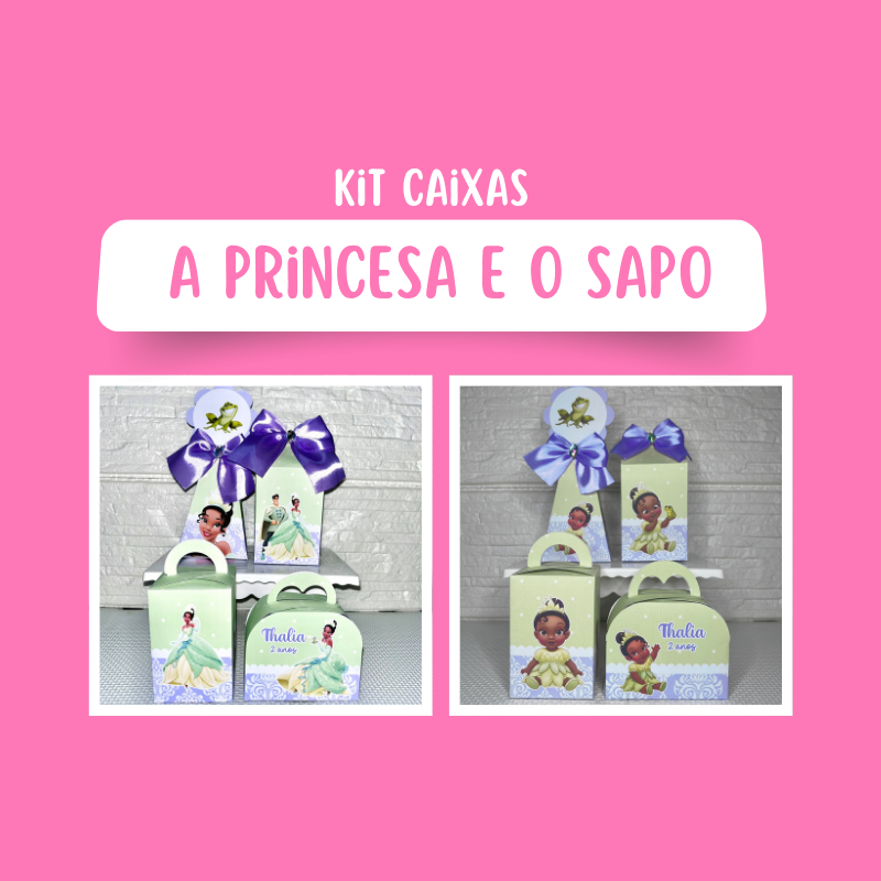 Kit Caixas Personalizadas A PRINCESA E O SAPO / PRINCESA TIANA BABY - Lembrancinhas Caixinhas Kit Festa  MONTADO