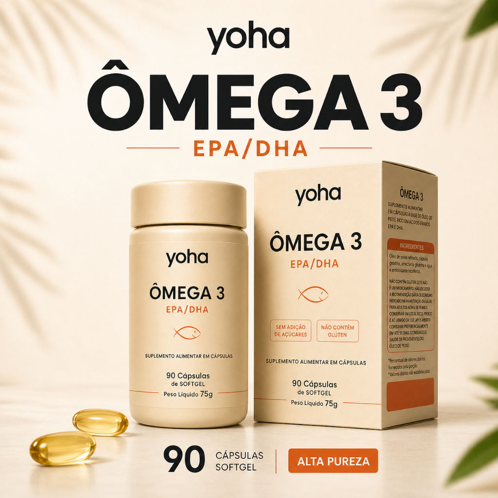 Ômega 3 EPA DHA Yoha 90 Cápsulas Alta Pureza Saúde do Coração e Cérebro
