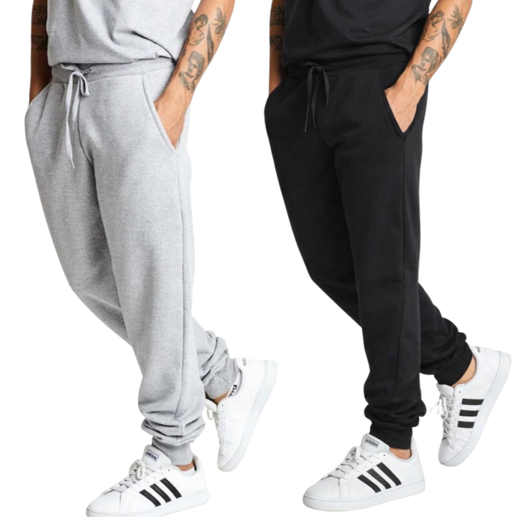 Kit 2 Calça Moletom Masculina Esportiva Com Punho Calça Moletinho Basica Slim Fit.