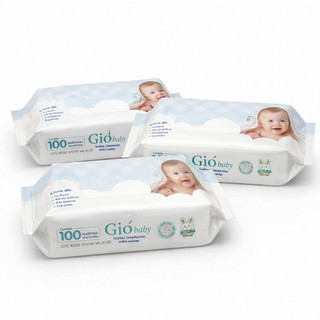Kit 3 Toalhas Umedecidas Gió Baby 100 Folhas 98% Água Lenço Umedecido