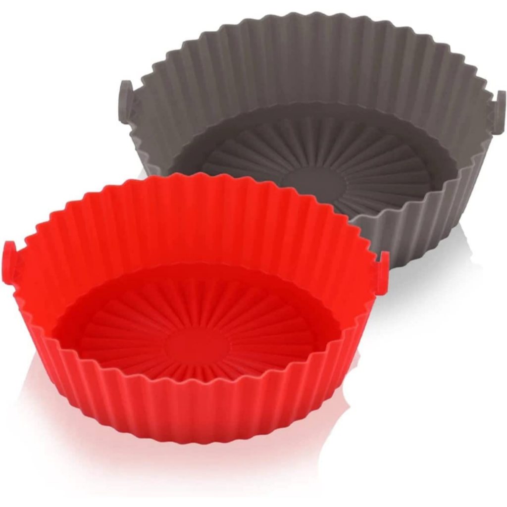 Kit 2 Formas de Silicone para Air Fryer, Forno Micro-ondas Reutilizáveis, Antiaderentes