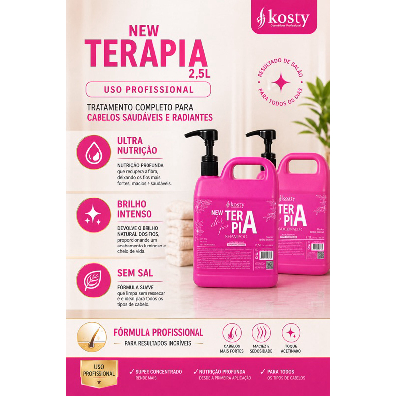 Kit Tratamento Capilar New Terapia Kosty Shampoo E Condicionador 2,5l