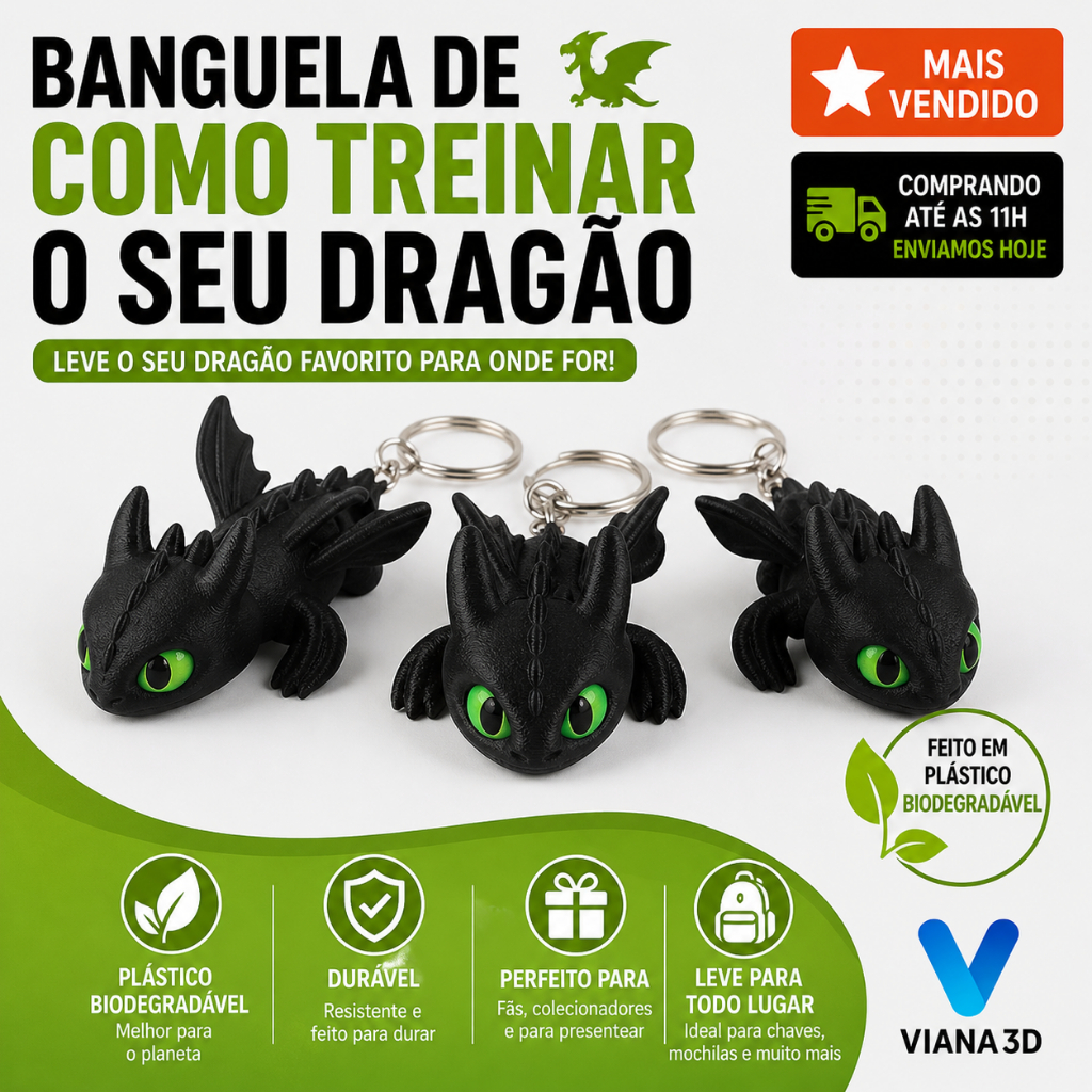 Chaveiro Banguela / Fúria da Luz - Como Treinar o Seu Dragão - 7cm - kit 1/3/5 unidades