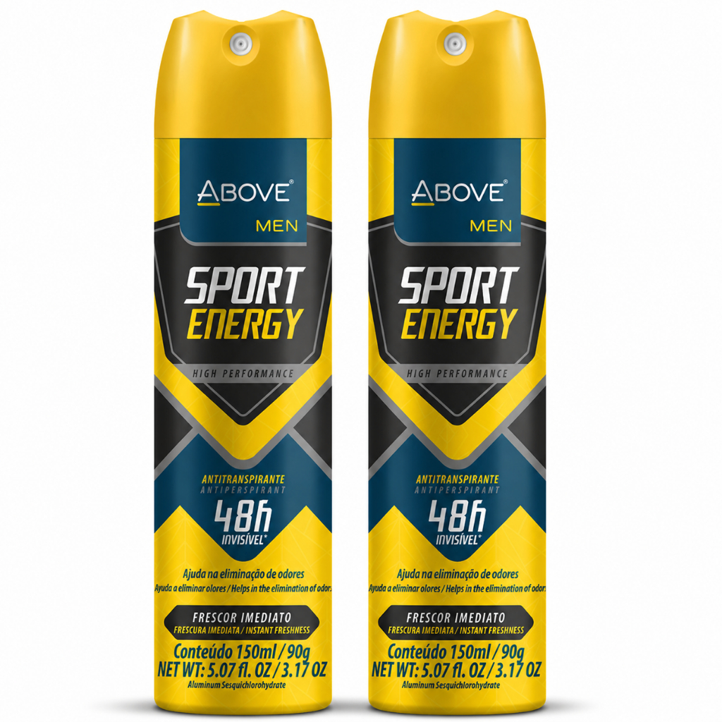Kit 2 Desodorante Above Men Sport Energy 150ml Antitranspirante 48h Sem Álcool