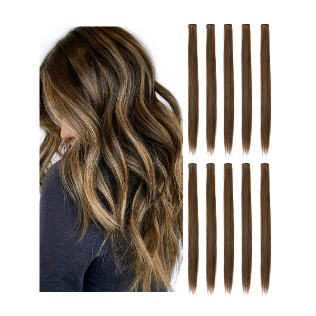 Mechas Marrom Cobre tic tac de fibra orgânica possui 70 cm de comprimento suporta chapinha e babyliss
