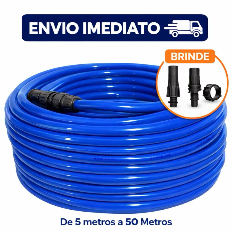 Mangueira de Jardim Lisa Reforçada Completa 10/15/20/30/50M Com Esguicho
