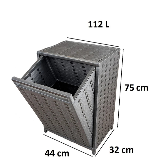 Cesto de roupa suja/pia de banheiro basculante, cesto grande 75x44x32 cm,  105 litros
