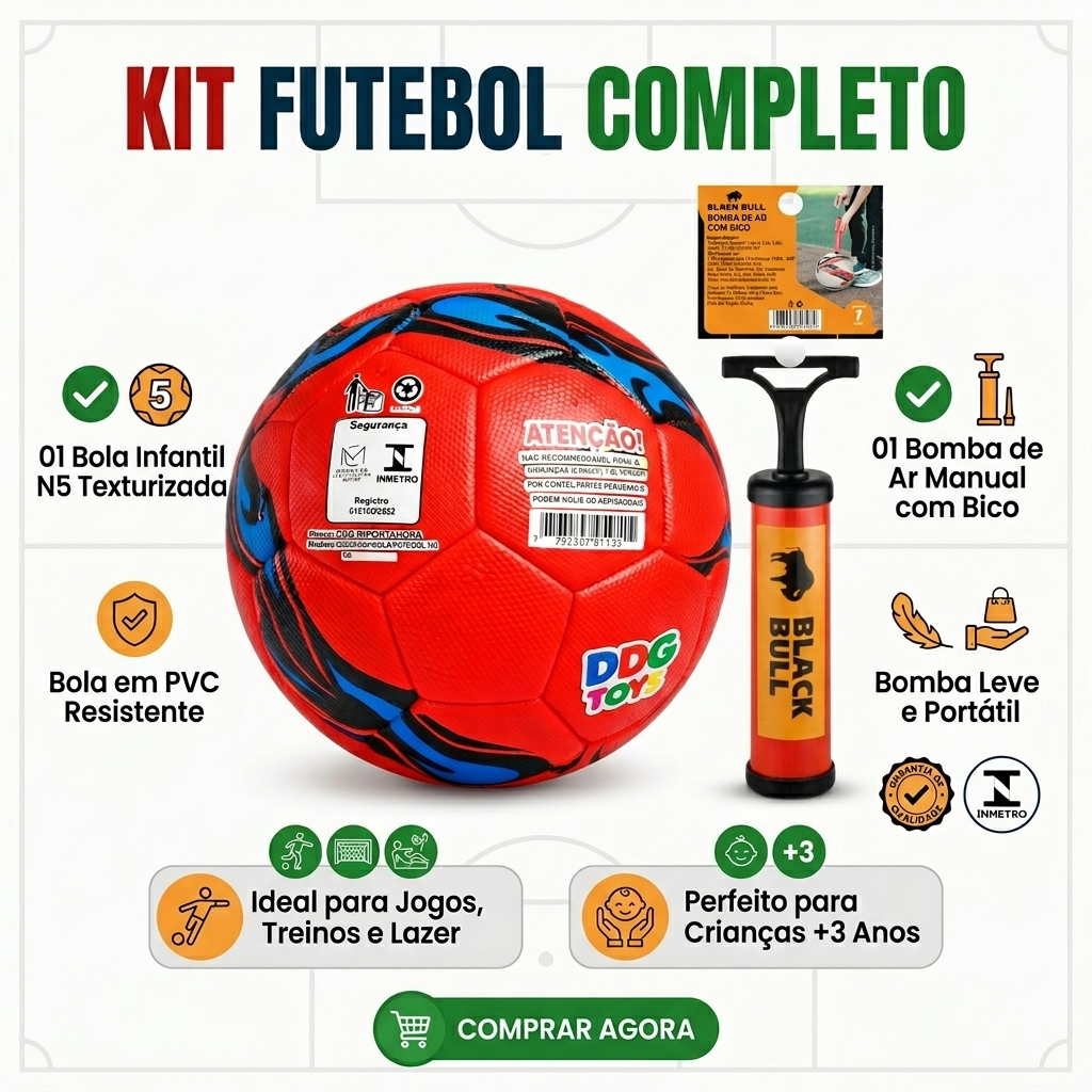 Bola de Futebol Campo 26 cm Infantil Capotão Couro Sintetico Texturizada