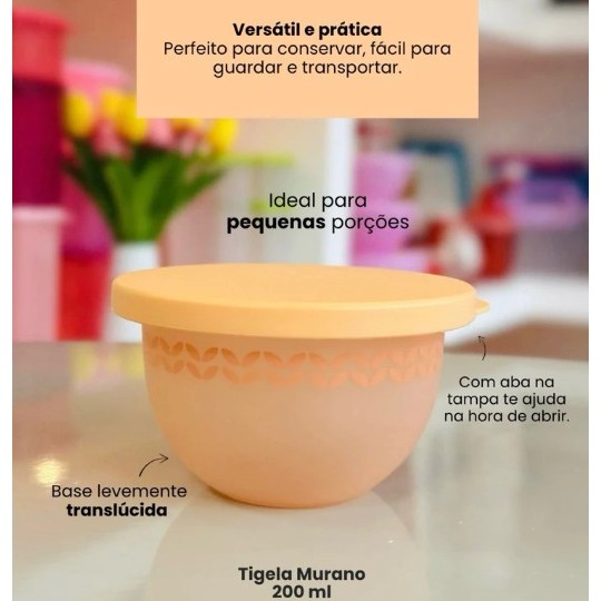 Tupperware Tigela Murano Pétalas 200ml Laranja Tupper