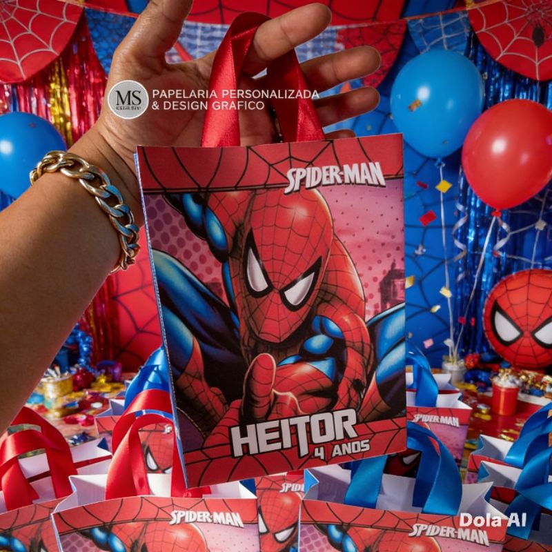 KIT 10/15/20 Sacolinhas Surpresa, Festa Homem Aranha, Lembrancinhas, Aniversário, Personalizadas.