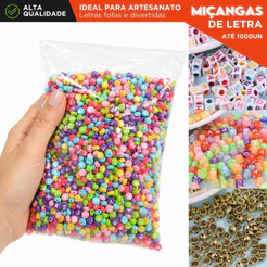 Kit Miçangas para Pulseiras 1000 Peças Coloridas Kit Completo Artesanato -MN