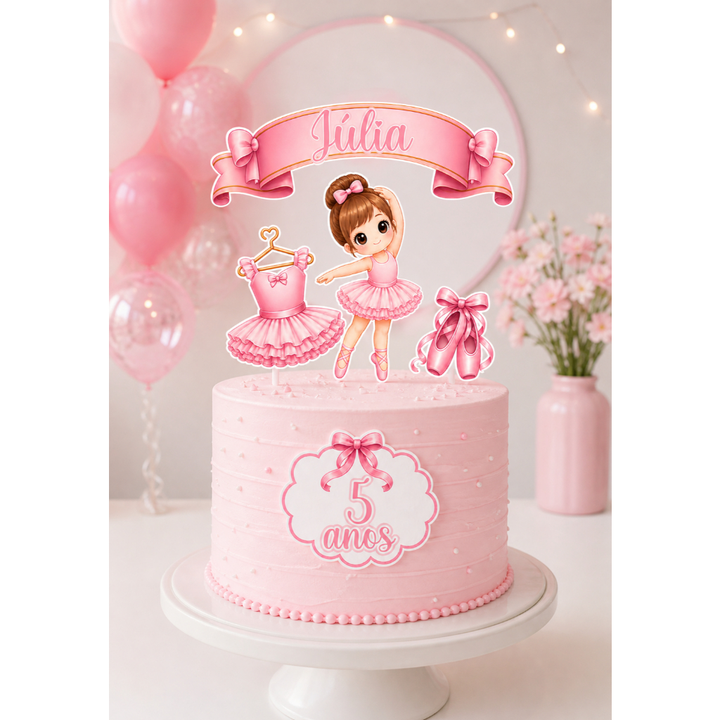 Topo de bolo Bailarina personalizado menina topper de bolo bailarina aniversário mêsversário