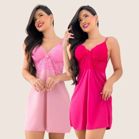 Kit 2 Camisola Sensual Rendada – Destaque sua Beleza com Conforto e Elegância