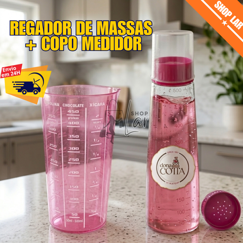 Regador De Massas 1,2 ou 3 Bisnagas,  Umidecedor de Bolo com Chuveirinho Copo Medidor