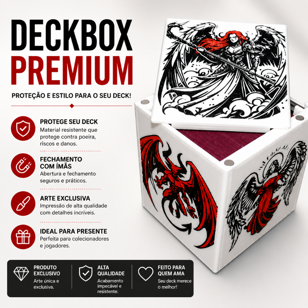 Deck Box Magnética Porta Cartas TCG 100+ MTG Pokémon YuGiOh Premium Showcase Case