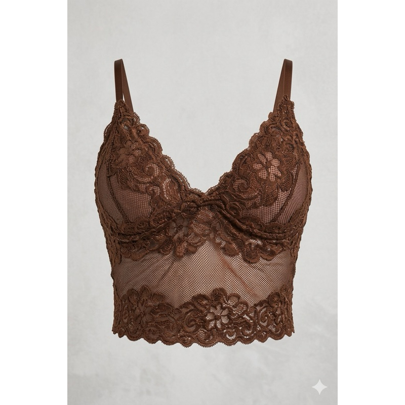 Cropped Top Renda Bojo Decote Feminino