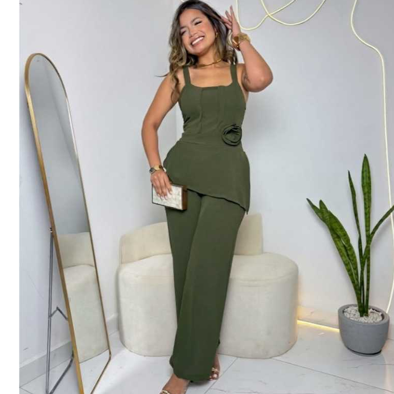 MACACãO  FEMENINO CASUAL COM BOLSO E ELEGANTE CINTURA ELASTICA