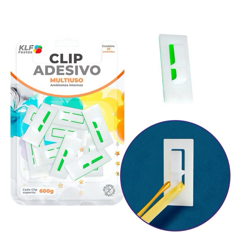 Clip Adesivo Multiuso Gancho Alça Fixa Balão 10 Unidades