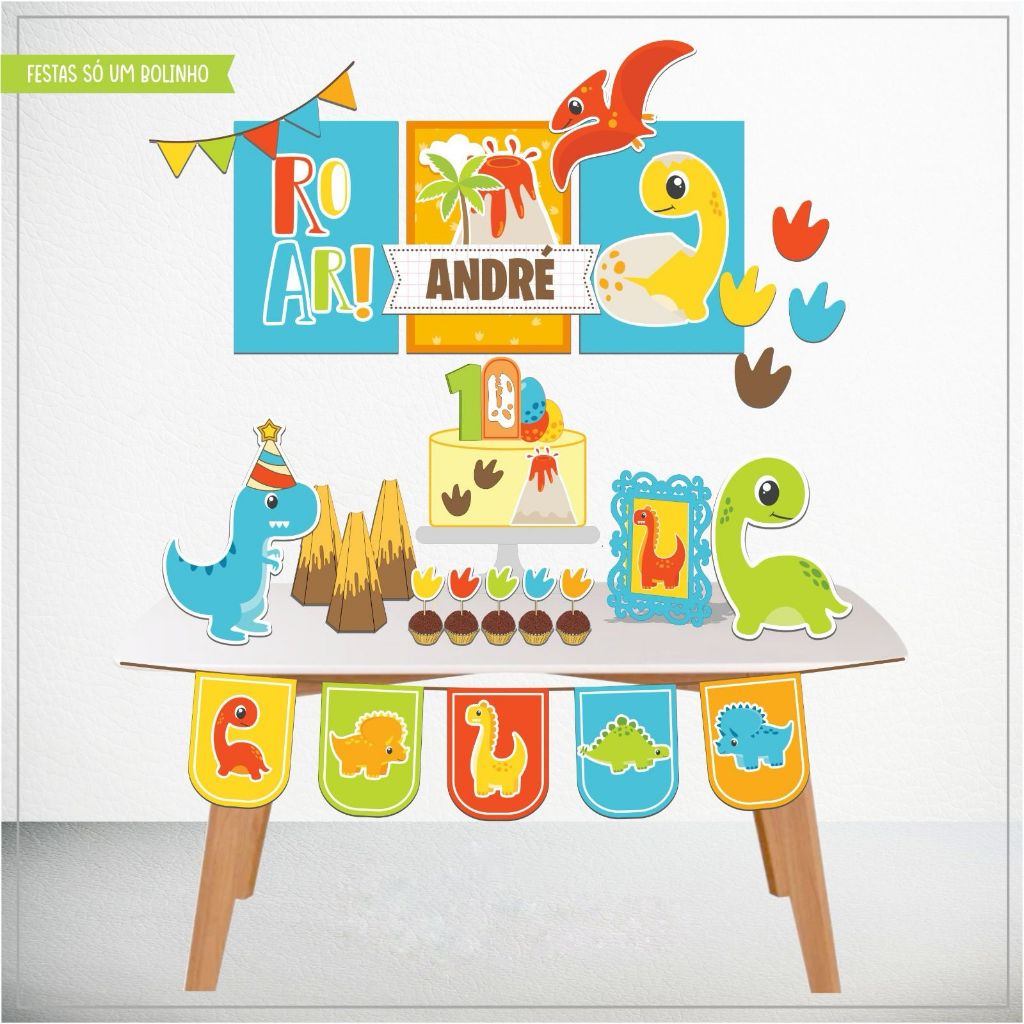 Kit Festa Dinossauros Personalizado Só um Bolinho Mesversário Aniversário Lembrancinha Casa Escola