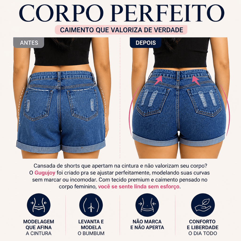 Short Jeans Feminino Cintura Alta Premium Modelador Levanta Bumbum Confortável Estilo Blogueira