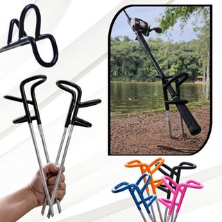 Kit com 2 Suportes Para Vara de Pesca Emborrachado Preto Super Reforçado Apoio Pesqueiro Barranco Armador Pirarara Tamba