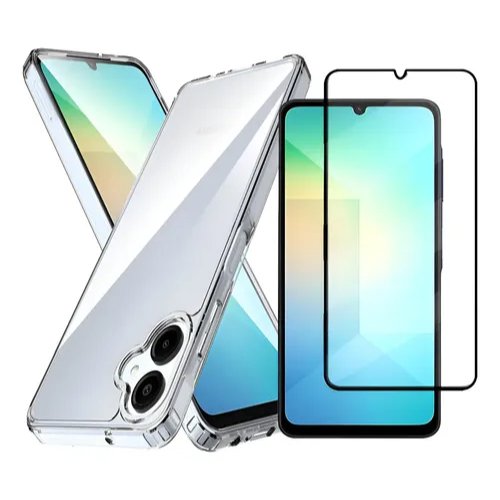 Kit Capa Transparente + Película 3D Vidro Temperado para Samsung A06 A16 A36 A56