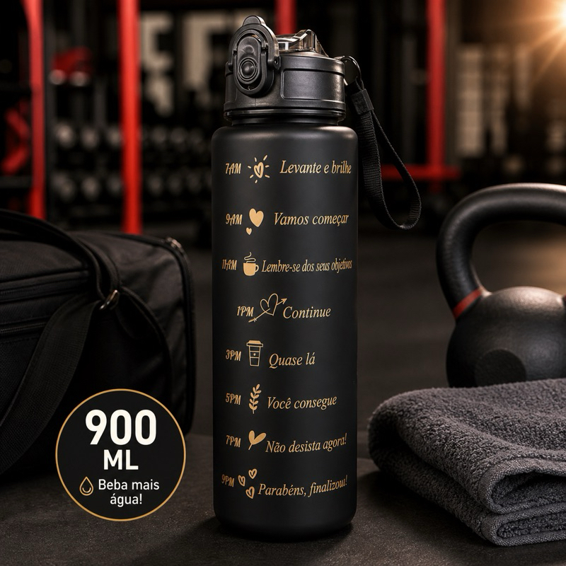 Garrafa Motivacional Academia Térmica 300ml 900ml 2L Com Marcador de Horário e Água