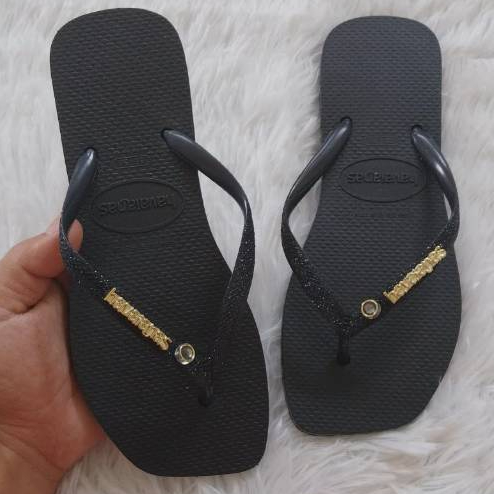 Chinela Feminina com Glitter-Brilho nas Correias Lançamento Envio Imediato