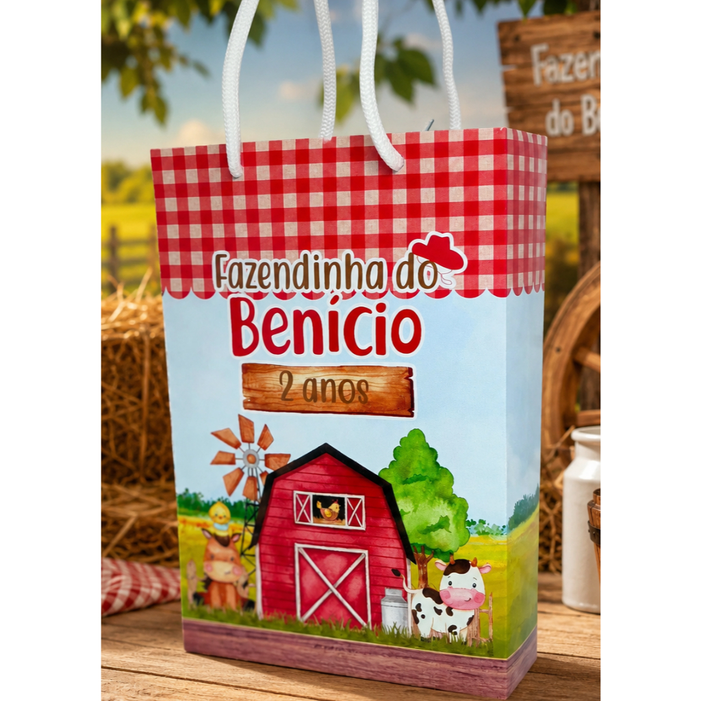 Sacolinha personalizada Fazendinha PEGUE E MONTE | Personalizados lembrancinhas mimos
